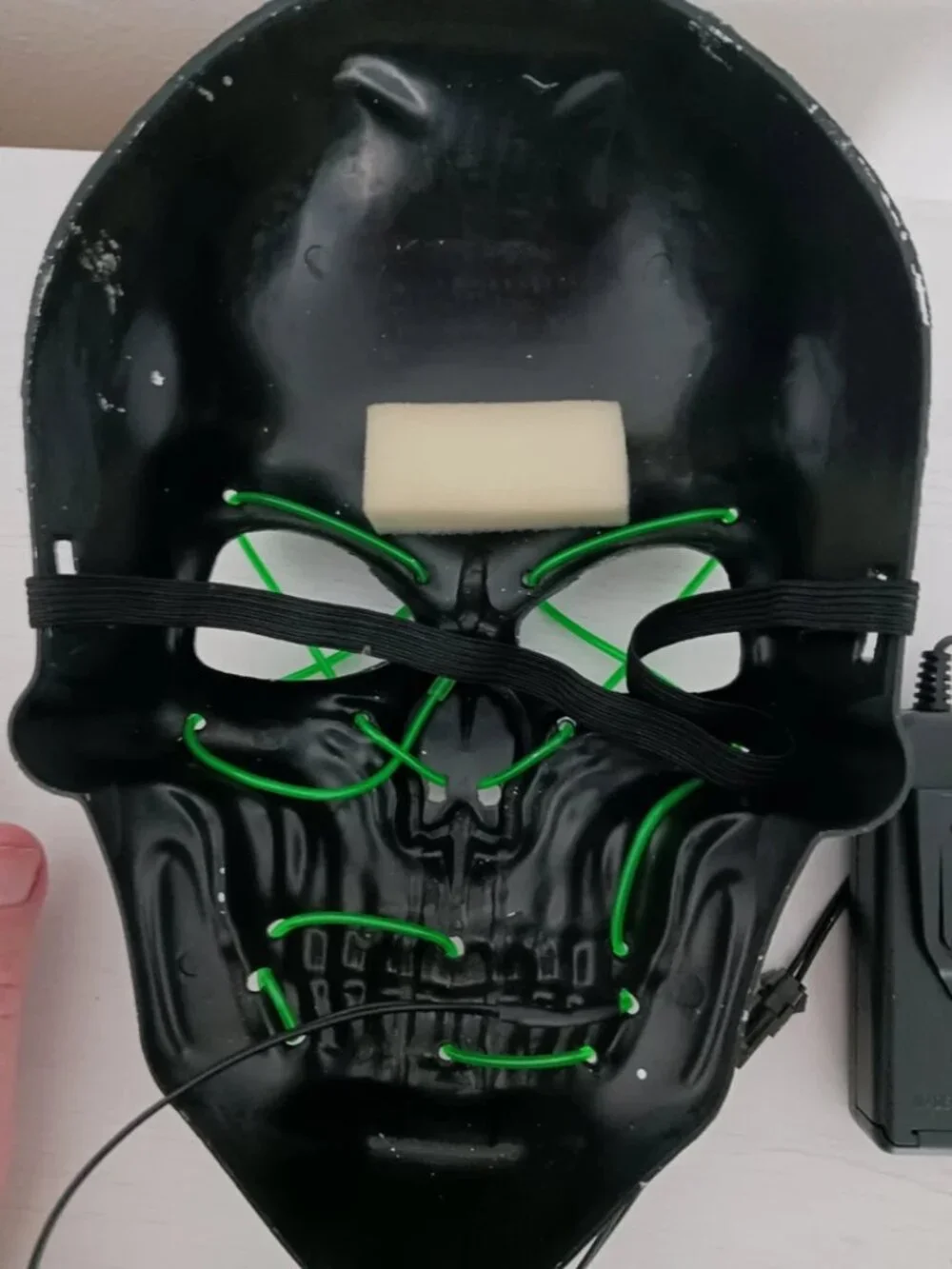 Skull Silver +Black LED Light Up Adult Size Mask Unisex